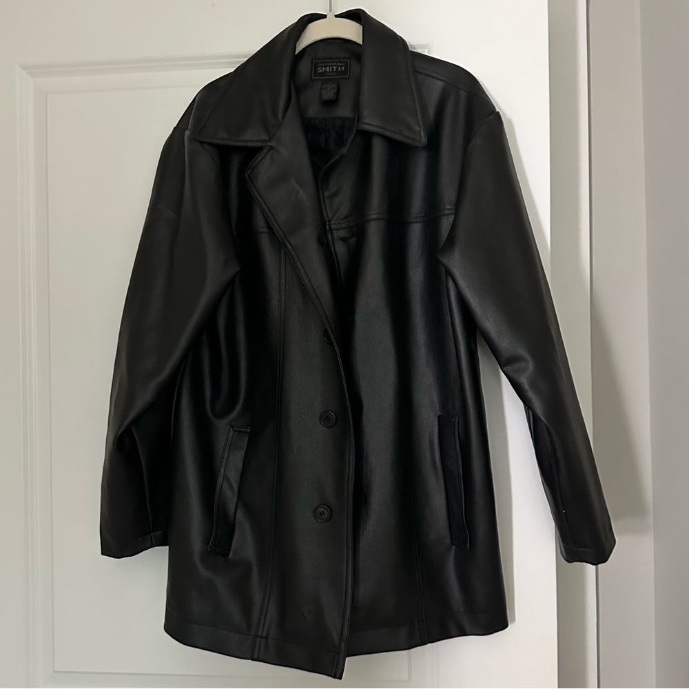 whispering smith oversized black leather jacket